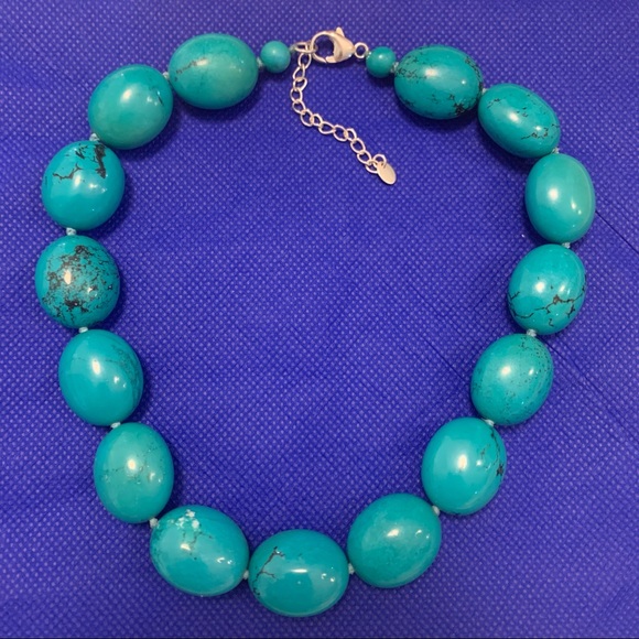 LUC Bead Turquoise 925 Sterling Silver Necklace - Picture 1 of 9